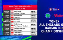 Nonton Live Streaming Perempat Final All England Open 2026, Eksklusif di Vidio