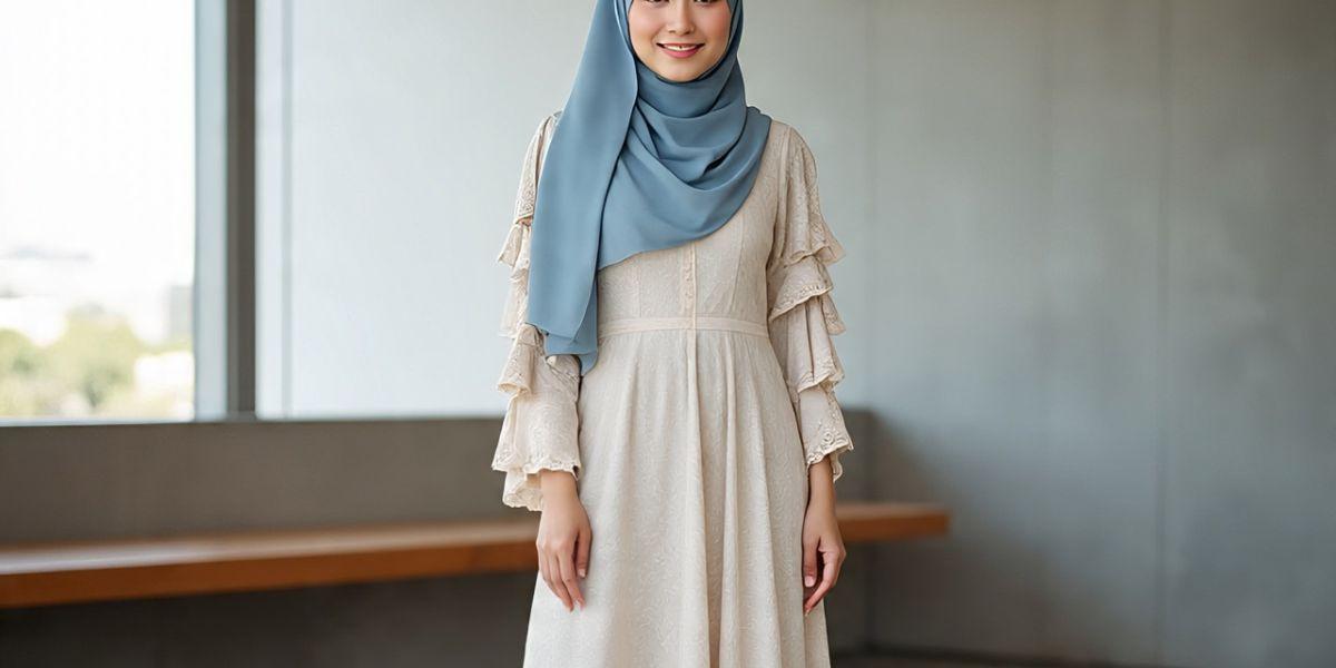 Inspirasi Long Dress Lengan Ruffle