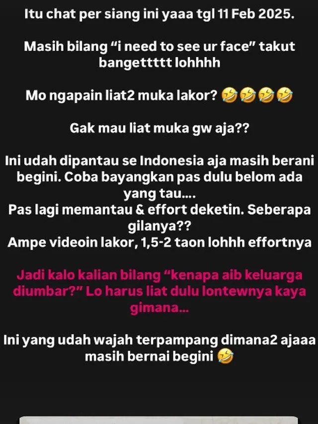 Agnes Jennifer beberkan bukti chat gayung love pink. (credit:instagram.com/agnes_jennifer)