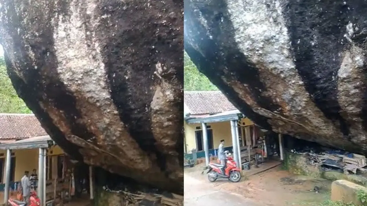 Viral Rumah Terjepit di Samping Batu Raksasa, Penampakannya Bikin Ngeri