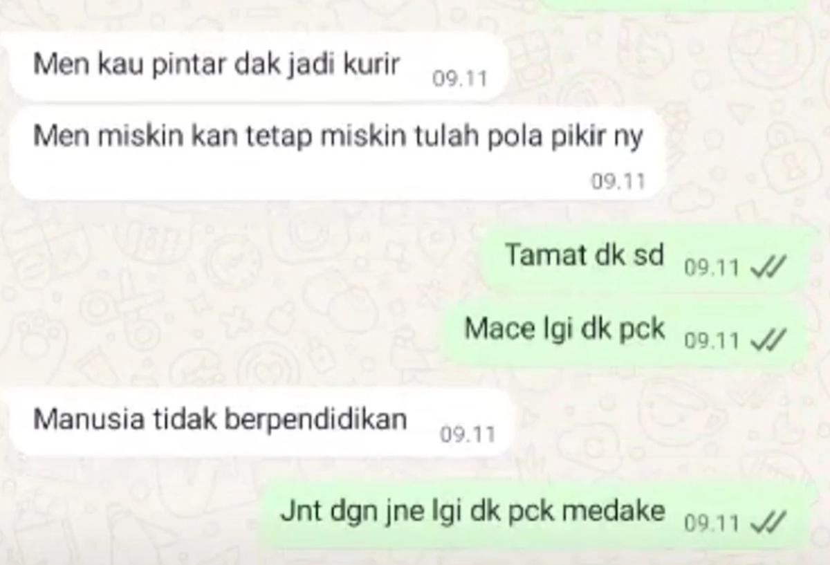 Wanita Berstatus PPPK Ogan Ilir Hina Kurir Paket Perkara Resi