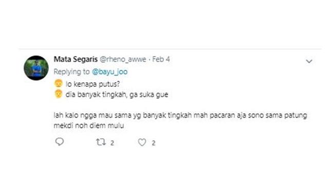 Alasan kenapa putus (sumber: Twitter)