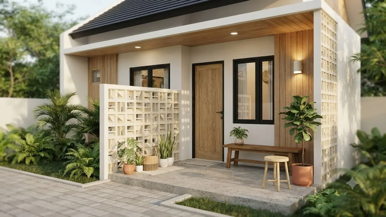 Desain Teras dengan Sekat Roster Setengah Badan