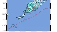Gempa bumi magnitudo 5,4 mengguncang wilayah Kupang NTT, Minggu (13/11/2023). (Dok BMKG)