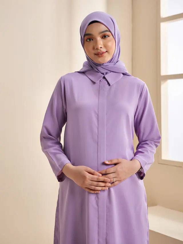 Model Gamis Ibu Hamil Kombinasi Polos Nyaman