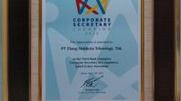 PT Elang Mahkota Teknologi Tbk (EMTEK) mendapat penghargaan Corporate Secretary Champion 2023 dari Majalah SWA.