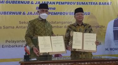 Provinsi Sumbar dan Bengkulu teken kerjasama terkait pelayanan jemaah haji. (Liputan6.com/ ist)