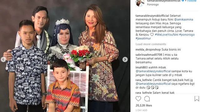 Tamara Bleszynski di pernikahan pengasuh anaknya (Instagram/ @tamarableszynskiofficial)