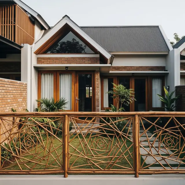 Desain Pagar Rumah Subsidi dari Ranting Kayu