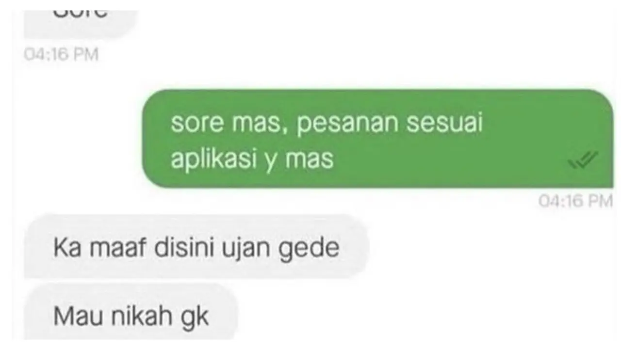 6 Chat Driver Ojek Online dan Penumpang Bahas Nikah Ini Absurd Banget