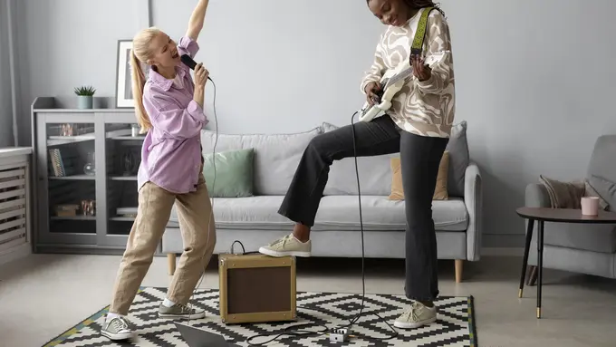 illustrasi anak bernyanyi