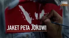 Penampilan Presiden Joko Widodo saat mengendarai motor choopper dengan jaket denim bergambar peta adalah hasil karya lukis tangan seniman Indonesia.