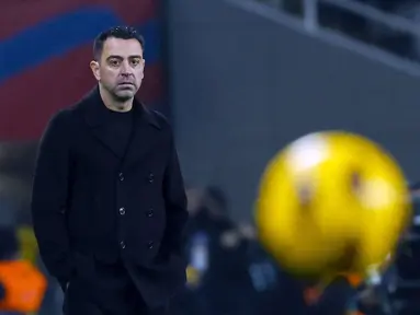 Barcelona memastikan Xavi Hernandez akan meninggalkan posisi pelatih usai laga terakhir LaLiga 2023/2024 melawan Sevilla, Senin (27/5/2024) dini hari WIB.  (AP Photo/Joan Monfort)