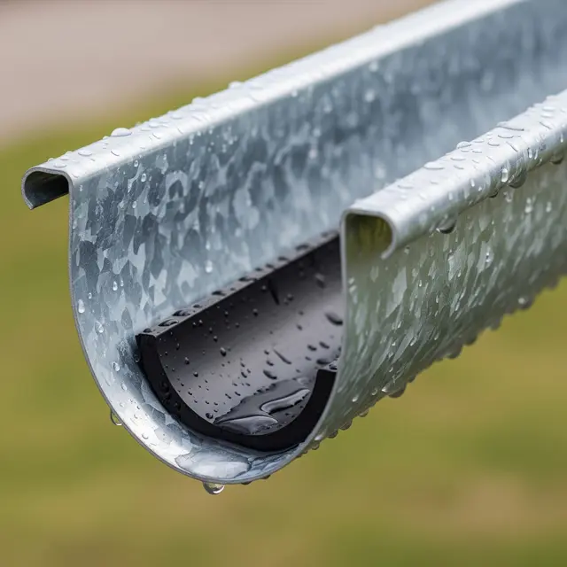 Talang Air Besi Galvanis dengan Rubber Strip