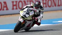Mario Suryo Aji saat balapan di Moto2 Thailand 2025. (Honda Team Asia)