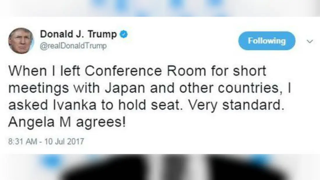 Donald Trump membela Ivanka yang dikritik karena menduduki kursi kosong yang ia tinggalkan di KTT G20 (Twitter/@realDonaldTrump)