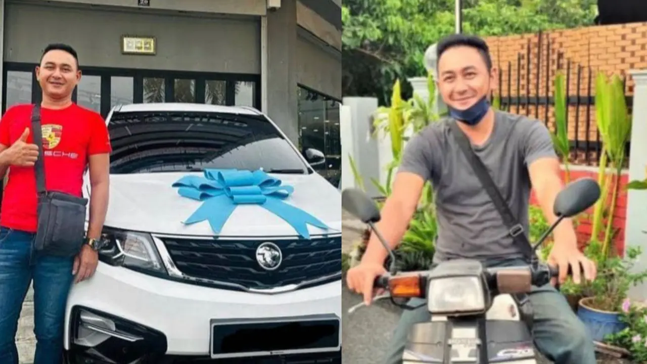 Seorang suami betah pakai motor butut ternyata buat kejutan belikan istri mobil