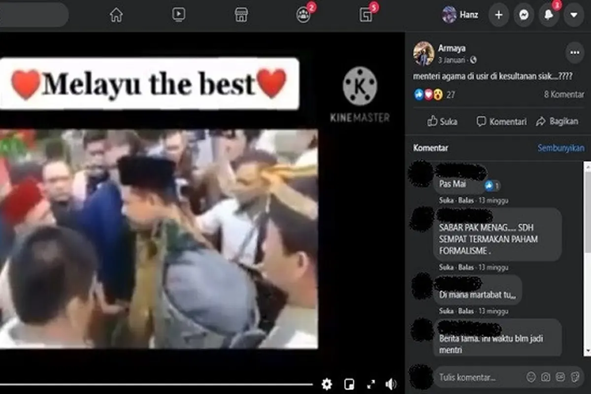 Gambar Tangkapan Layar Video yang Diklaim Menag Yaqut Diusir Warga (sumber: Facebook)