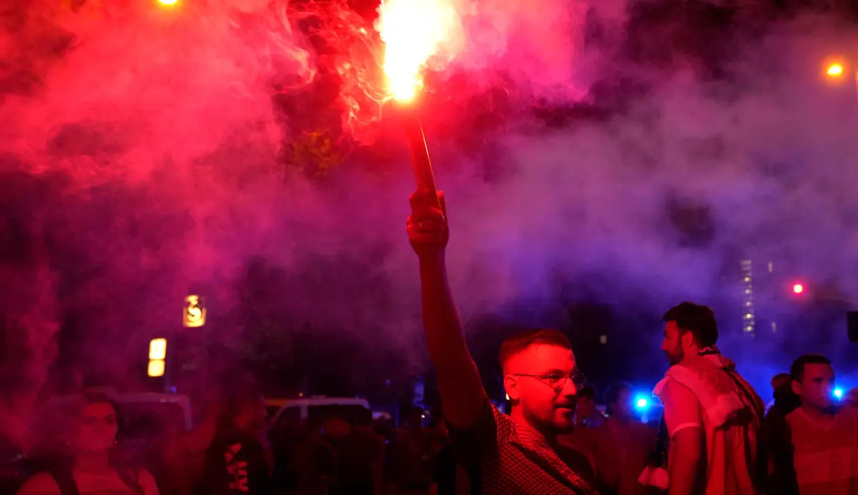 Lolosnya Turki ke fase gugur Euro 2024 disambut meriah oleh para suporter. (AP Photo/Sunday Alamba)
