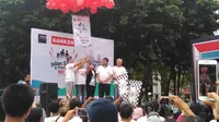 Kemendag Kemenperin bekerja sama dengan Sanken, menggelar kegiatan Jalan Sehat dengan tema "100% Cinta Produk Indonesia" di Parkir Timur Senayan, Jakarta, Minggu (5/2/2017).