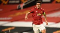 2. Harry Maguire (87 juta euro) - Harry Maguire menjadi bek tengah termahal sepanjang sejarah transfer Manchester United. Pemain asal Inggris ini dibeli Manchester United dengan harga 87 juta euro dari Leicester City. (AFP/ Oli Scarff)