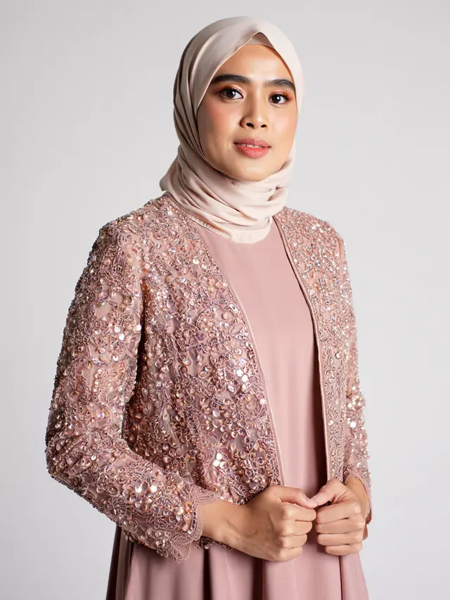 Gamis Kombinasi Outer Brokat Modern