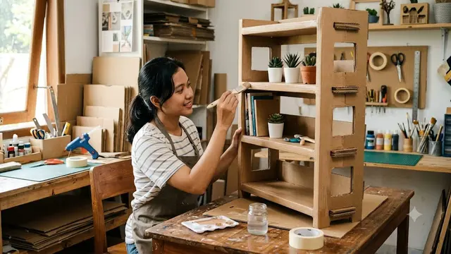 Tips Membuat Rak Buku dari Kardus/AI Generated