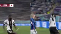 Aksi Rudiger menghadang Asano dalam laga Jerman vs Jepang Piala Dunia 2022 (sumber: instagram.com/vidiosports)
