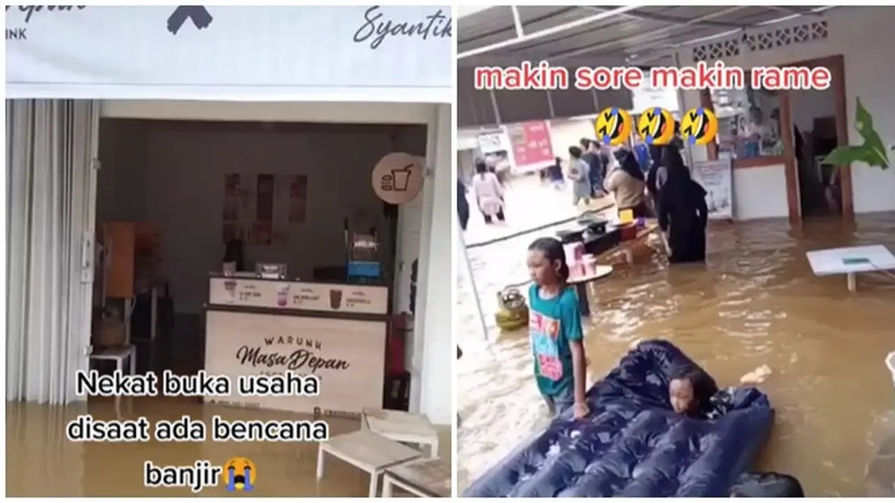 Viral Kafe Nekat Buka di Tengah Banjir, Tetap Ramai Dikunjungi Pembeli