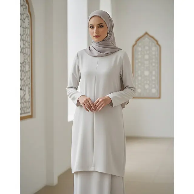 Baju Lebaran Minimalist Elegan dengan Siluet Clean
