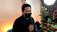 Menteri BUMN  Erick Thohir dalam konferensi pers, CXO Media, Rabu (12/1/2022).