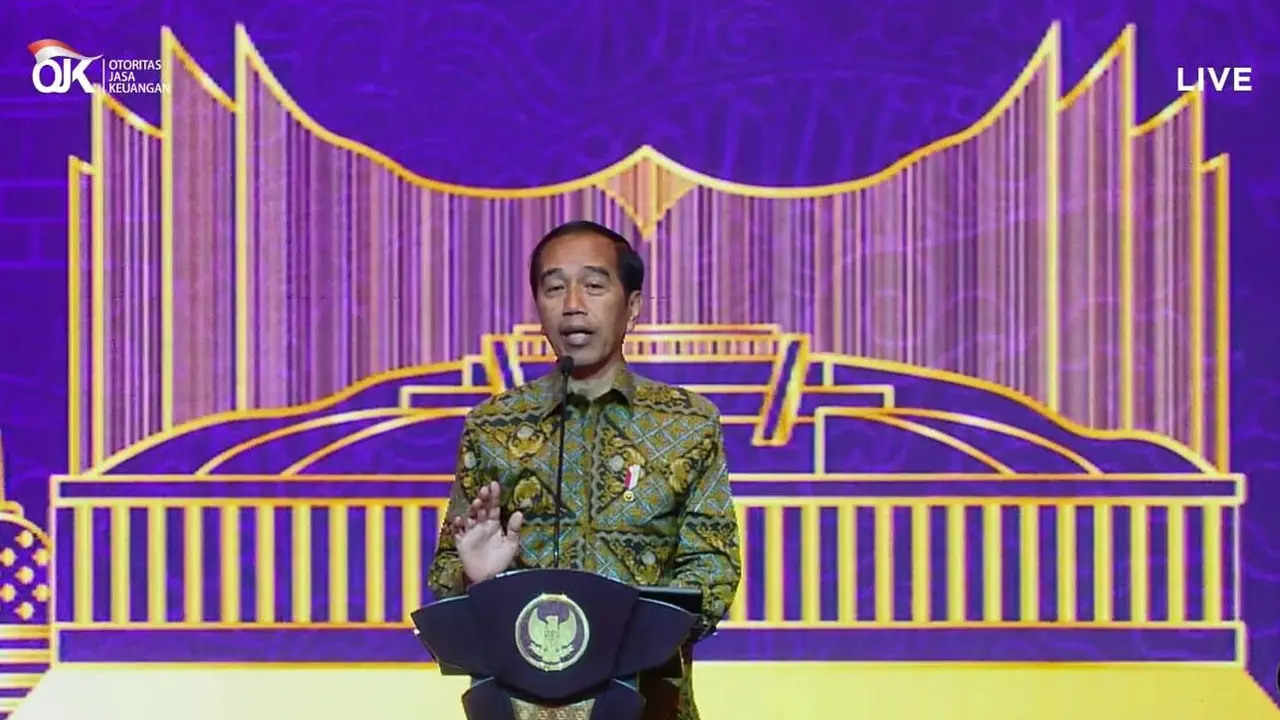 Presiden Joko Widodo (Jokowi) dalam Pertemuan Tahunan Industri Jasa Keuangan 2023, Senin (6/2/2023).