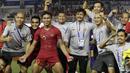 Para pemain dan official Timnas Indonesia U-22 merayakan kemenangan atas Myanmar U-22 pada semifinal SEA Games 2019 di Stadion Rizal Memorial, Manila, Sabtu (7/12). Indonesia menang 4-2 atas Myanmar. (Bola.com/M Iqbal Ichsan)