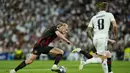 <p>Hasil semifinal Liga Champion 2023 leg 1 Madrid vs City ini bukan langkah aman bagi Real Madrid. (AP Photo/Jose Breton)</p>