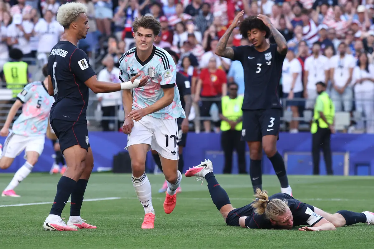 Seleberasi Charles de Ketelaere saat Belgia melawan Amerika Serikat di 16 besar Piala Dunia 2026