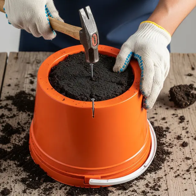 Cara Membuat Lubang Drainase Pot dari Ember Bekas yang Benar (Image by Gemini AI)