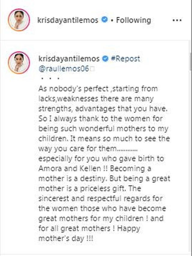 Tulisan Raul Lemos diunggah ulang oleh Krisdayanti. (Dok. Instagram krisdayantilemos)