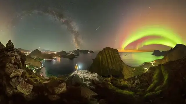 Aurora di Kepulauan Lofoten, Norwegia.