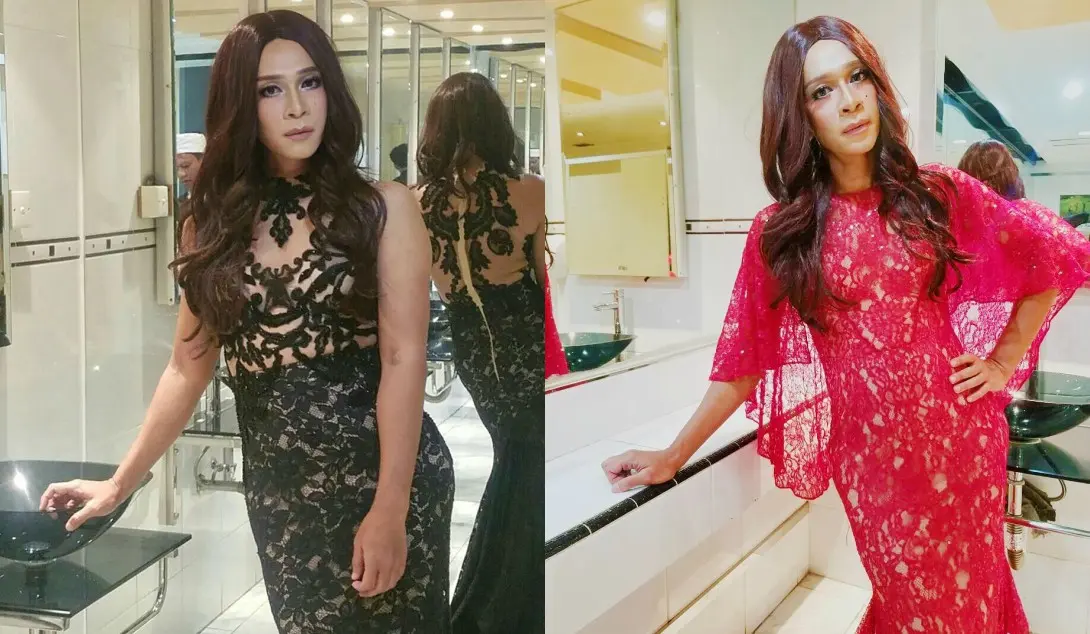 Aming kembali berdandan seperti wanita [foto: instagram/adebebymakeup]