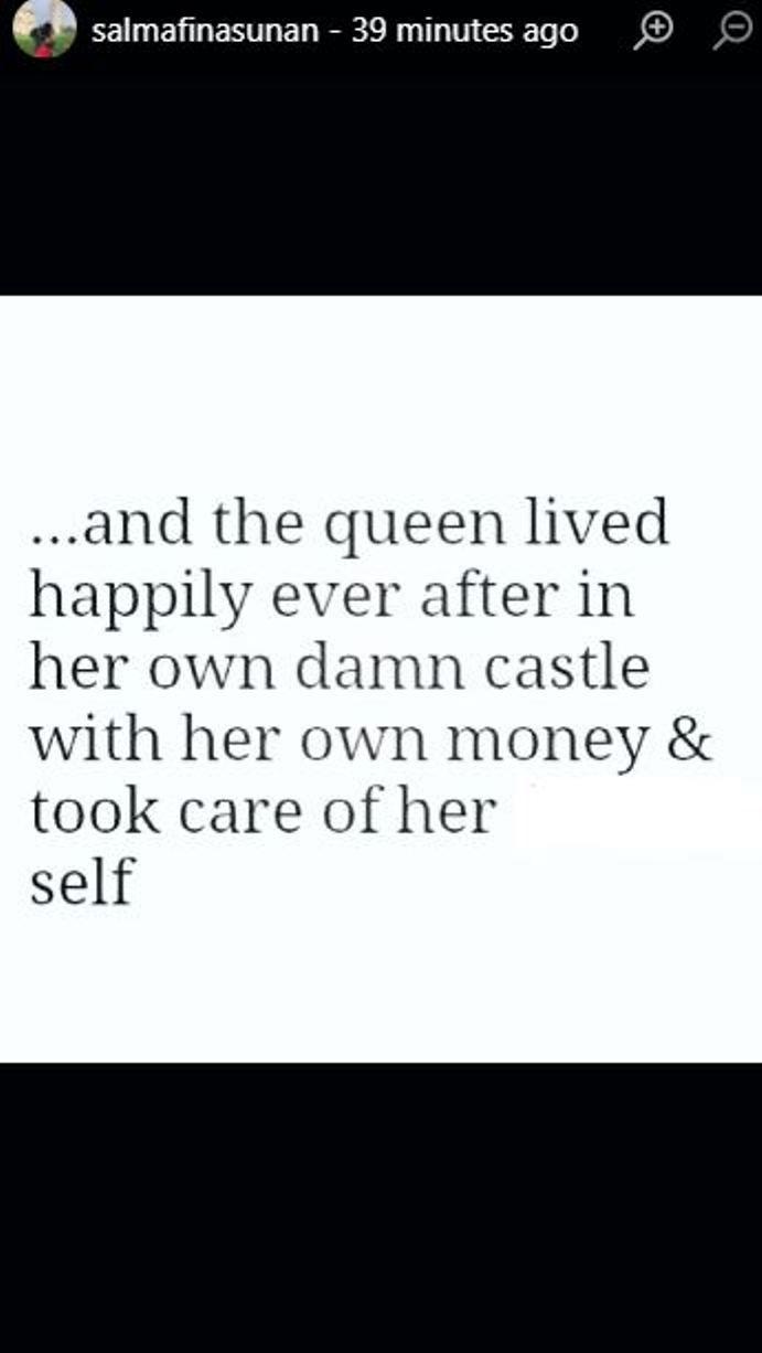 Putri Sunan Kalijaga yakin hidup tanpa Taqy Malik. [foto: instagram/salmafinasunan]