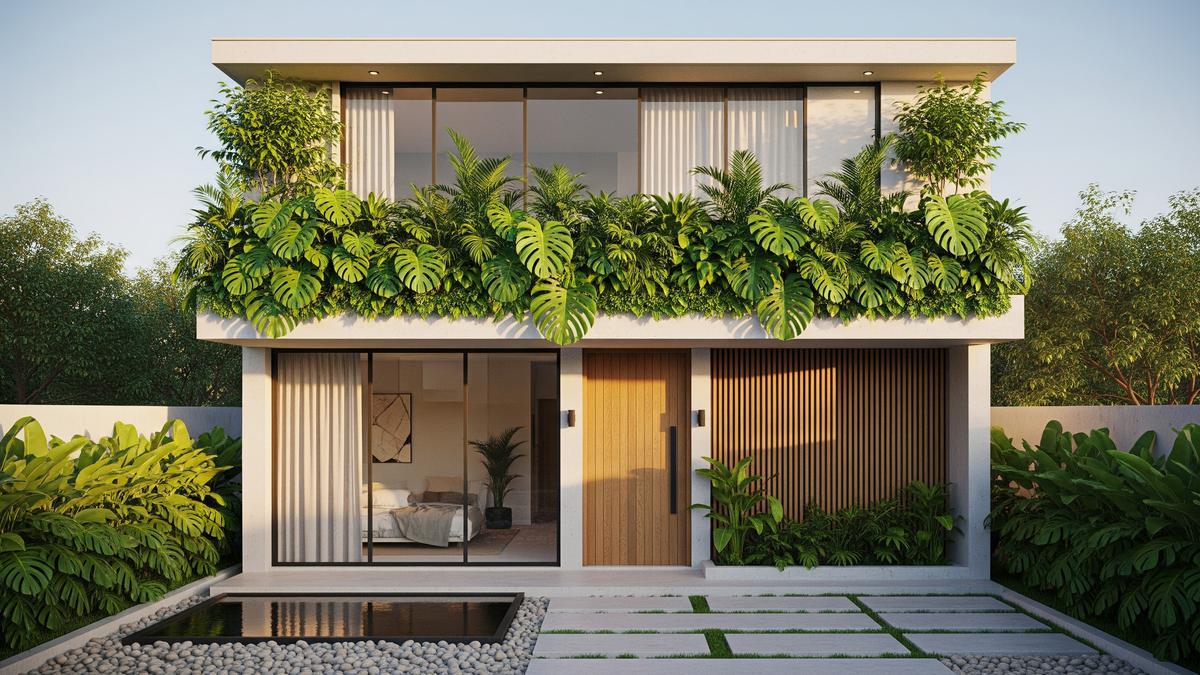 7 Model Rumah Mungil tapi Megah dengan Fasad Teras Hijau Tropis Minimalis