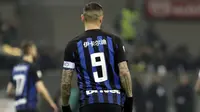 Kapten Inter Milan Mauro Icardi yang namanya ditulis menggunakan huruf Tionghoa. (AP Photo/Luca Bruno)