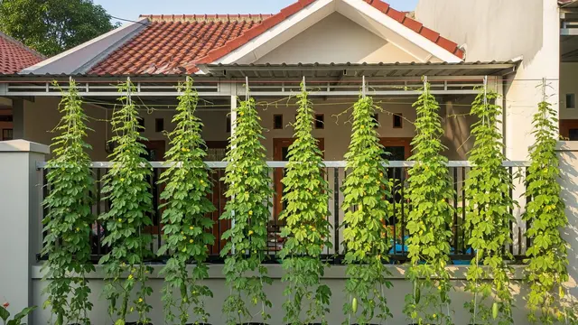 Inspirasi Kebun Pare Rambat di Pagar Rumah Kecil
