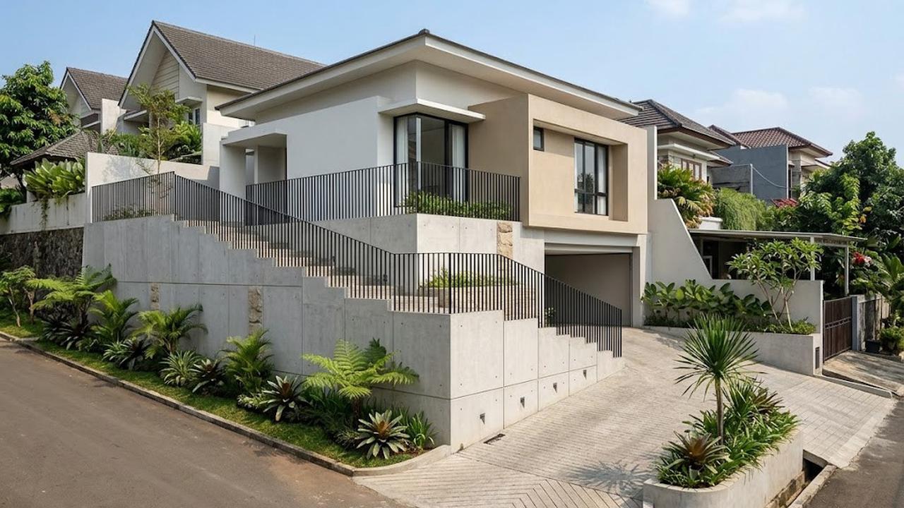 6 Desain Pagar Rumah untuk Lahan Miring di Area Perumahan, Aman dan Estetis