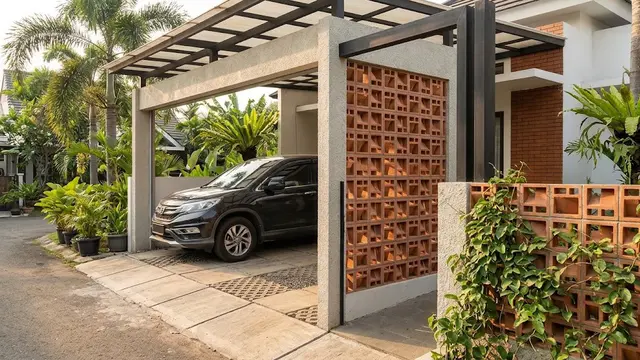Model Roster untuk Area Carport agar Tidak Terlalu Terbuka (AI Generated)