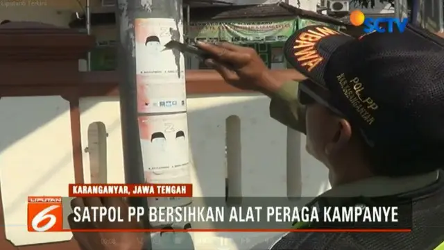 Masuk Masa Tenang, Satpol PP Copot Alat Peraga Kampanye di Karanganyar