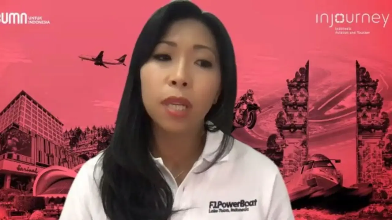 Direktur Marketing and Consumer Experience InJourney Maya Watono dalam update penyelenggaraan ajang internasional F1 Powerboat Lake Toba, Jumat (3/2/2023).