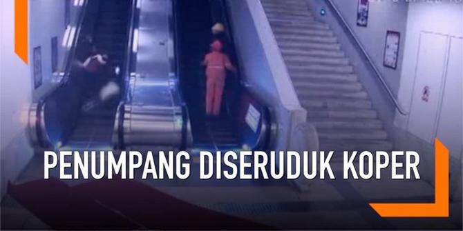 VIDEO: Detik-Detik Penumpang 'Diseruduk' Koper di Stasiun Kereta