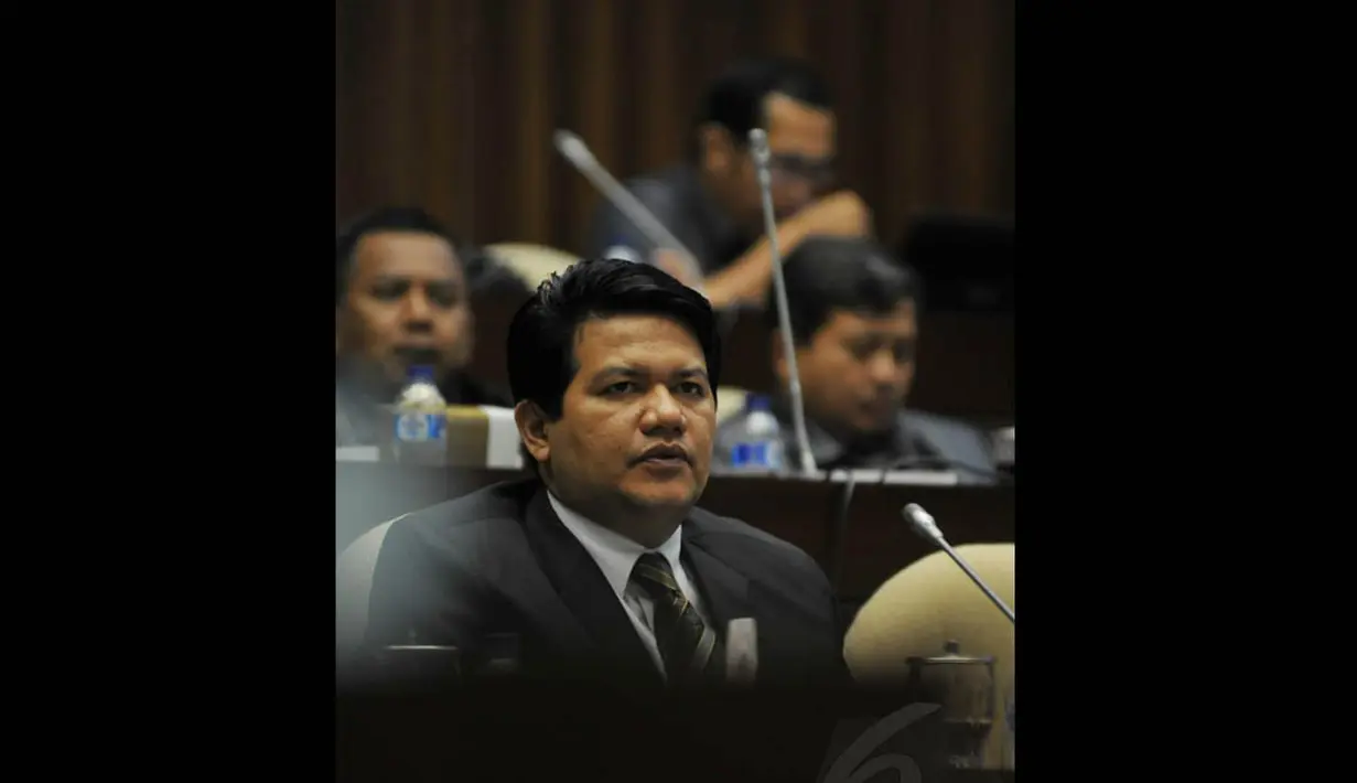 Komisioner ‎KPU Husni Kamil Manik dalam rapat bersama KPU dan Bawaslu di Gedung DPR, Jakarta, Senin (1/9/14). (Liputan6.com/Johan Tallo)
