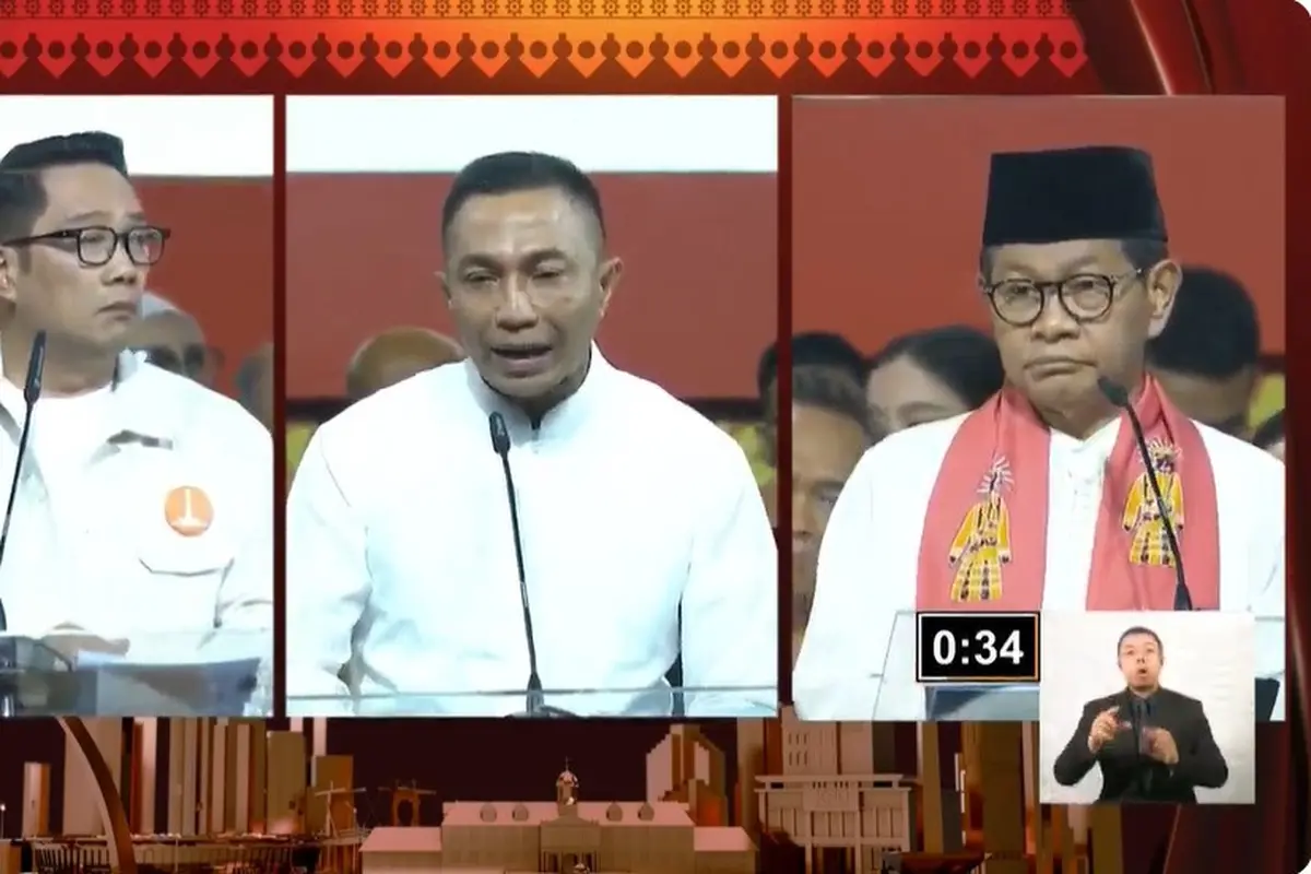 Calon Gubernur (Cagub) nomor urut 1 Ridwan Kamil, Cagub nomor urut 2 Dharma Pongrekun, Cagub nomor urut 3 Pramono Anung.